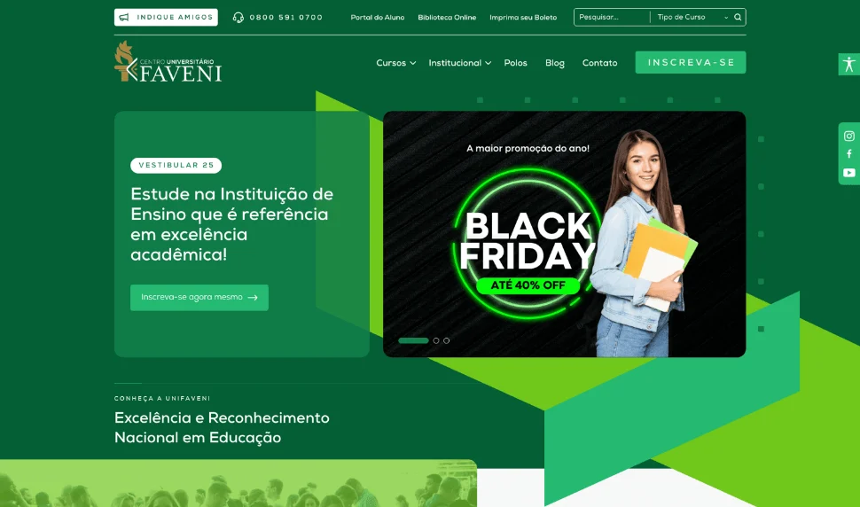 Página inicial do site da Faveni na rede Multisite