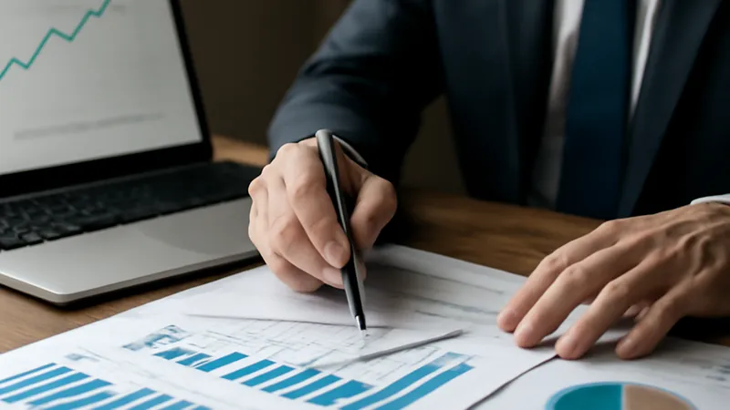 executivo analisando gráficos de ROI mostrando crescimento do tráfego orgânico versus custo por clique
