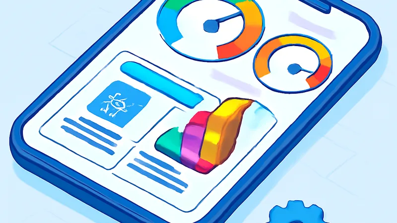 Dashboard de Core Web Vitals no celular mostrando métricas de performance do WordPress